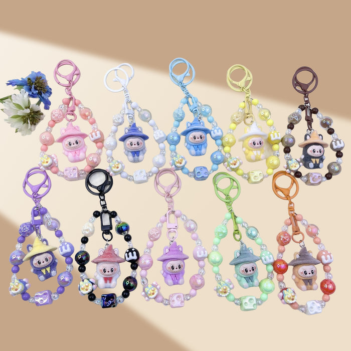 Wholesale Flocked Wizard Beaded Keychain