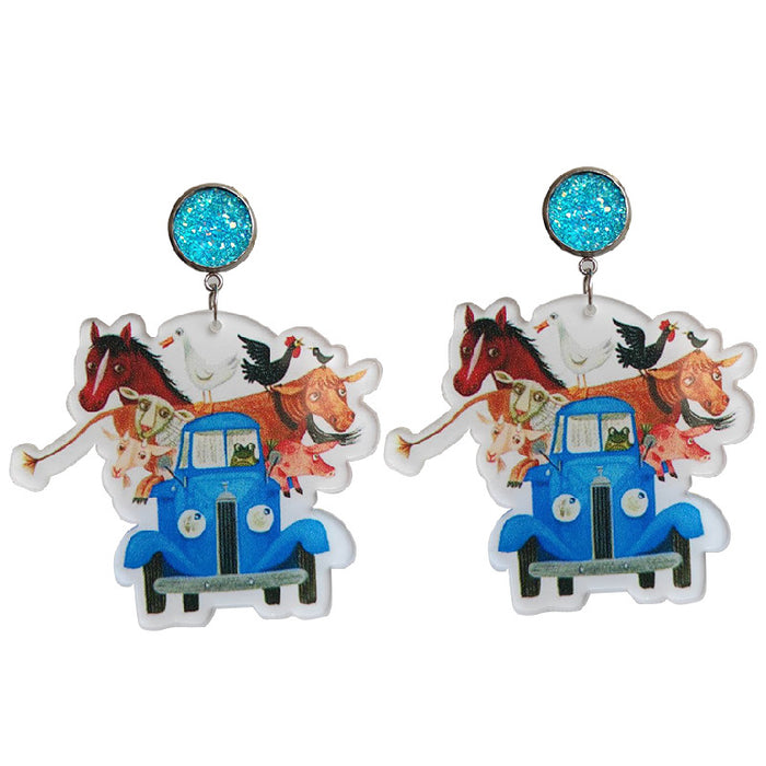 Wholesale 2PCS/PACK Cartoon Cat Skateboard Pendant Acrylic Earrings JDC-ES-HeYi114