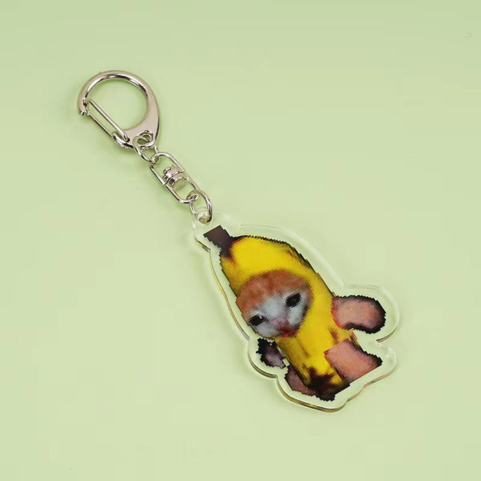 Wholesale Acrylic Banana Cat Cartoon Keychain JDC-KC-QiTong001