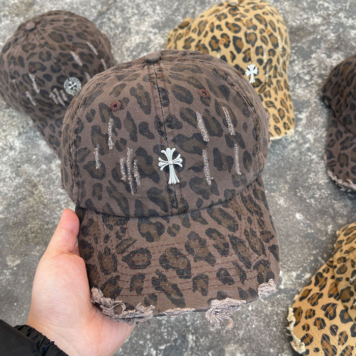 Wholesale Vintage Leopard Print Cross Flower Cotton Baseball Cap JDC-FH-ZunKai005