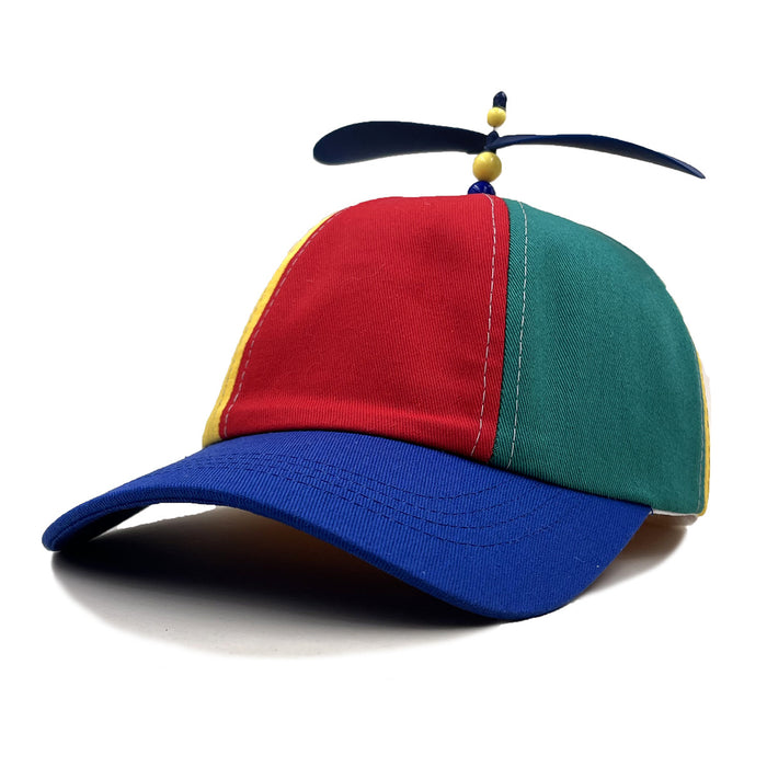Wholesale Rainbow patchwork bamboo dragonfly propeller soft-top baseball cap