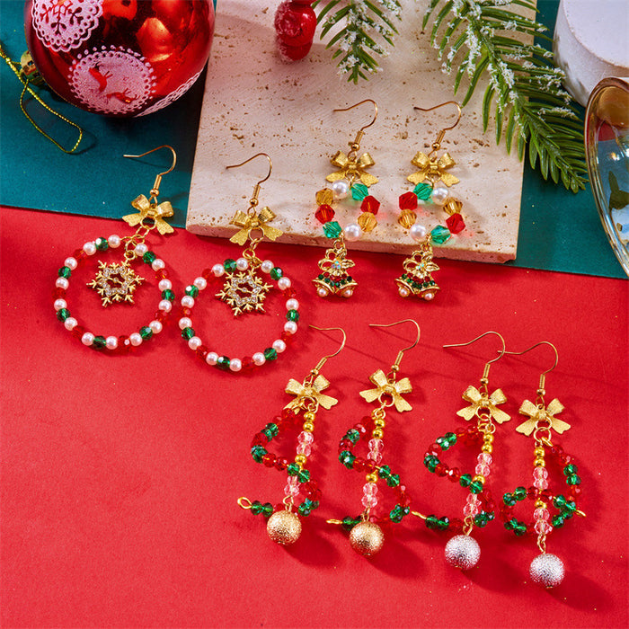 Wholesale Alloy Christmas Star Beaded Earrings Gold Ball Hook Trendy Jewelry Accessory