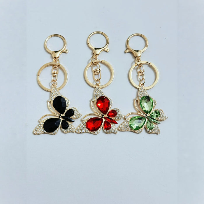 Wholesale Trendy Rhinestone Butterfly Keychain Zinc Alloy Car Key Accessory Gift