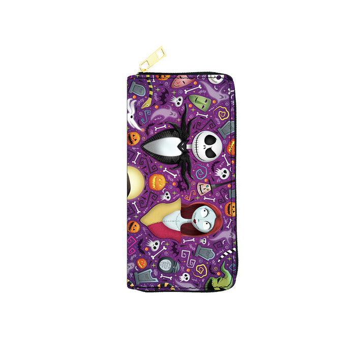 Wholesale 5pcs Cartoon Skull Print Long PU Wallet JDC-WT-JiRui013