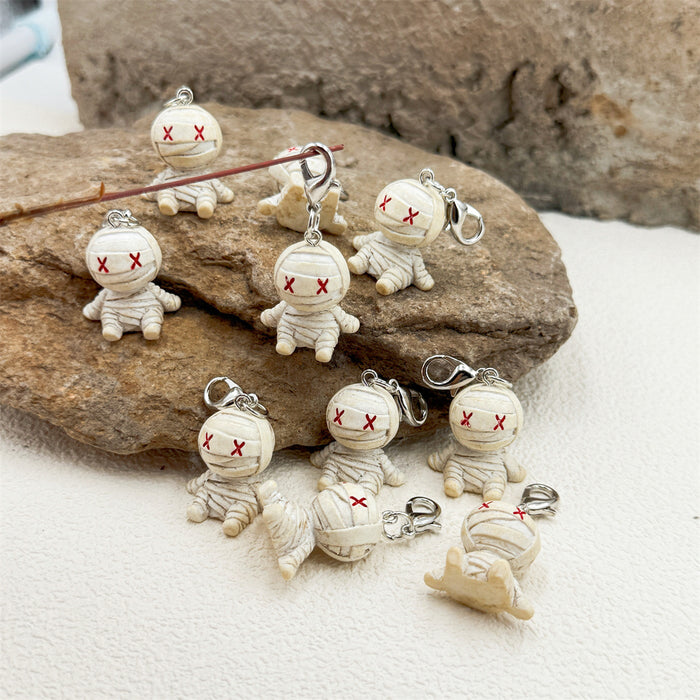 Wholesale  Mummy Design Resin Pendant 3D Cartoon Charm For Bag Keychain Gift