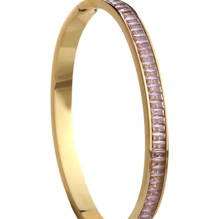 Wholesale Stainless steel bracelet with half-circle full diamond clasp