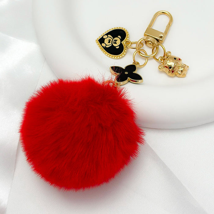 Wholesale Fur Ball Keychain Cute Tiger earbuds Protective Pendant