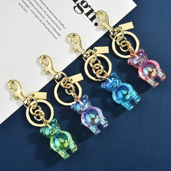Wholesale New Keychain 3D Bear Bag Pendant Women's Bag Jewelry Colorful Bear Car Key Pendant