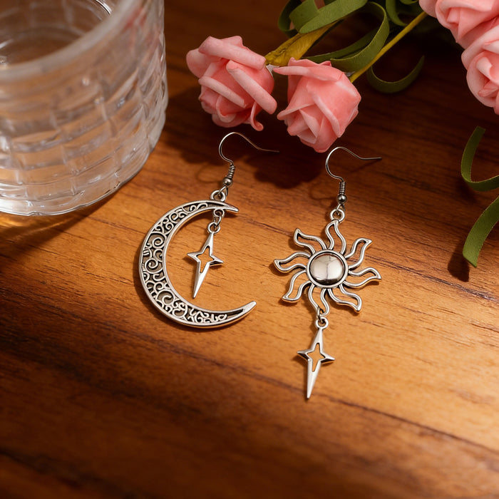 Wholesale 2pcs vintage moon sun cross starburst earrings