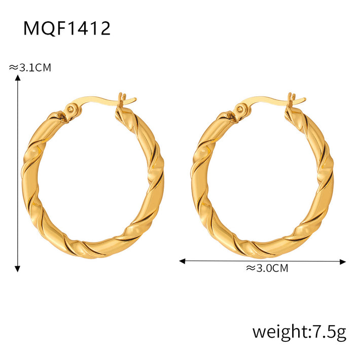 Wholesale Cold and elegant style, simple and personalized jewelry, geometric twist texture design, titanium steel O-ring