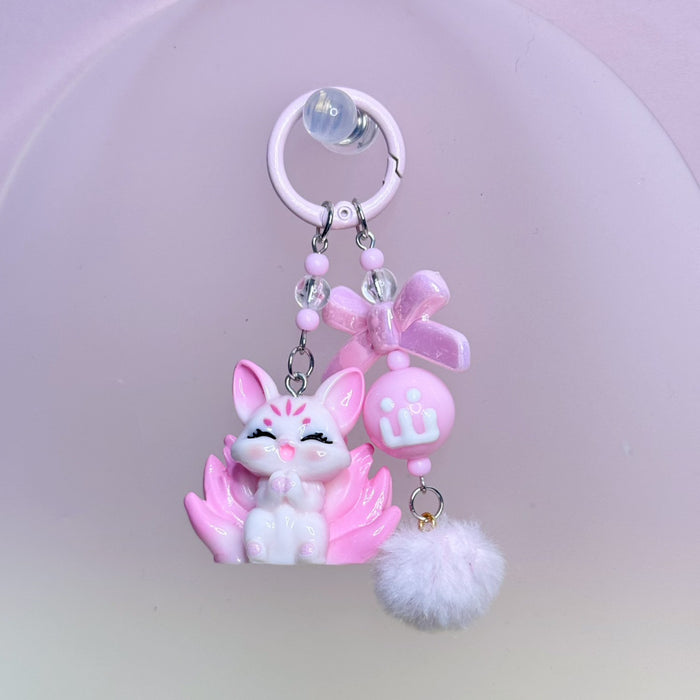 Wholesale Cute Nine-Tailed Fox Keychain Cartoon Plush Pendant Gift for Girlfriend Decorative Accessory