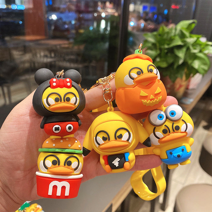 Wholesale Cartoon Burger Duck Silicone Keychain JDC-KC-LeZi003