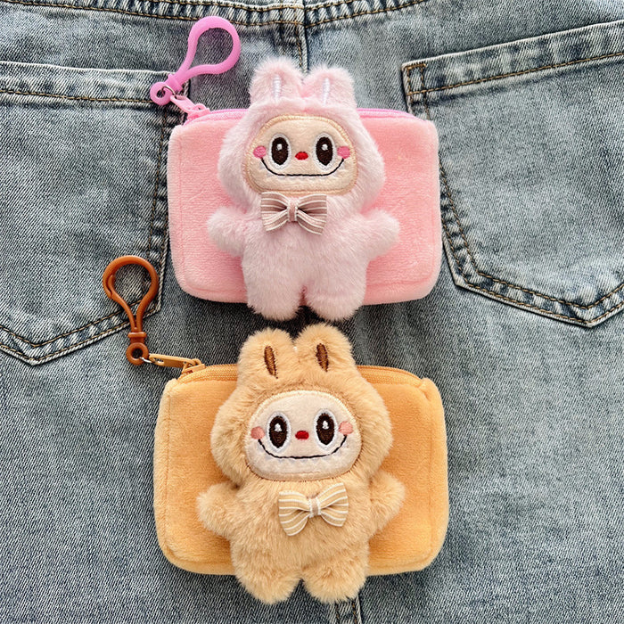 Wholesale Square plush mini wallet that can be hung on a bag