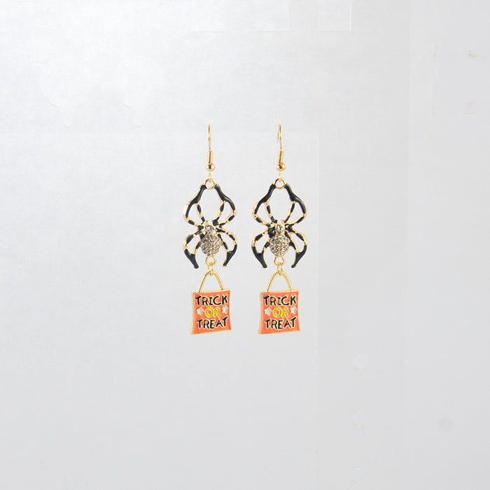 Wholesale Electroplated Zinc Alloy  Earrings Pumpkin Skull Ghost Face Tassel Zircon For Boutique Resale