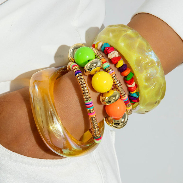 Wholesale Korean Style Acrylic Bead and Bangle Set Trendy Jewelry Accessory MOQ≥2