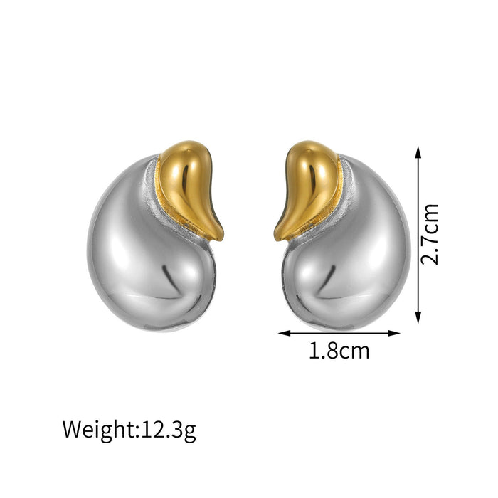 Wholesale Stainless Steel Mixed Color Two-Tone Titanium Steel Earring Set