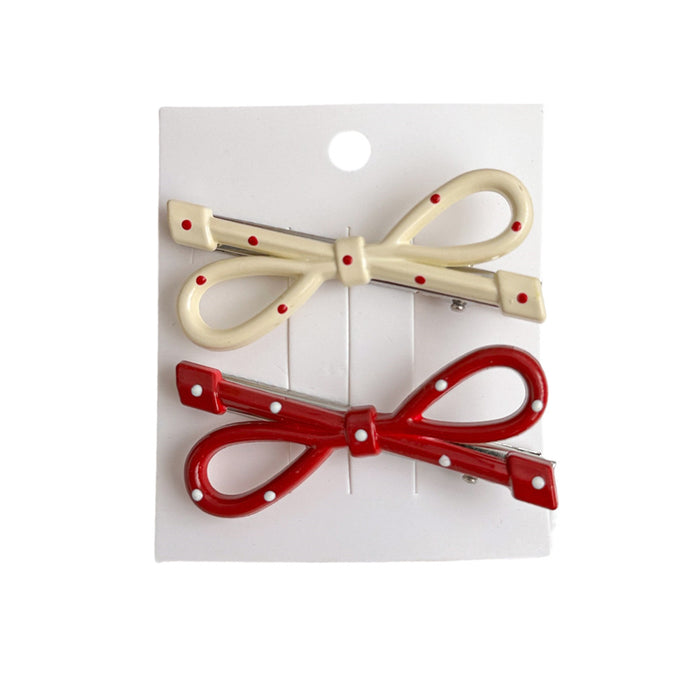 Wholesale Autumn and Winter Angora Red Bow Hairpin suit Simple All-match Bangs Side Hairpin Sweet Girly Heart Headwear