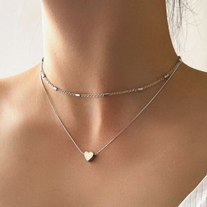 Wholesale Neck Chain Double-layer Love Stacked Collarbone Chain Collarbone Chain