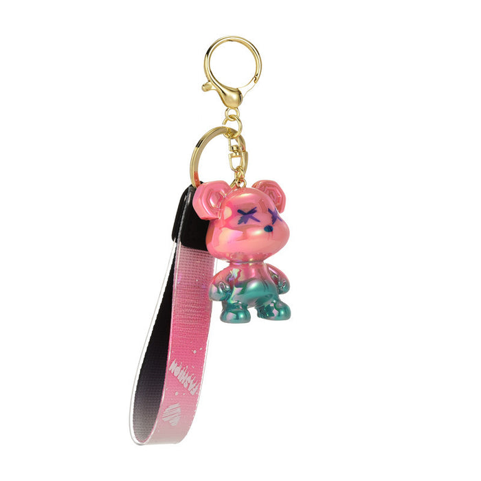 Wholesale Creative cartoon resin gradient graffiti bear key chain fashion trend key chain cute bag ornaments