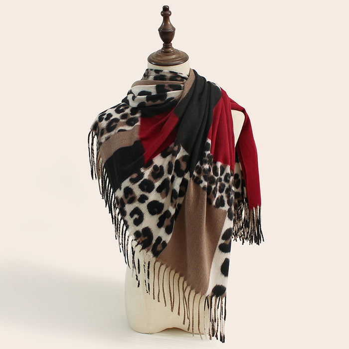 Wholesalewinter  leopard print scarf  thickened lengthened cashmere