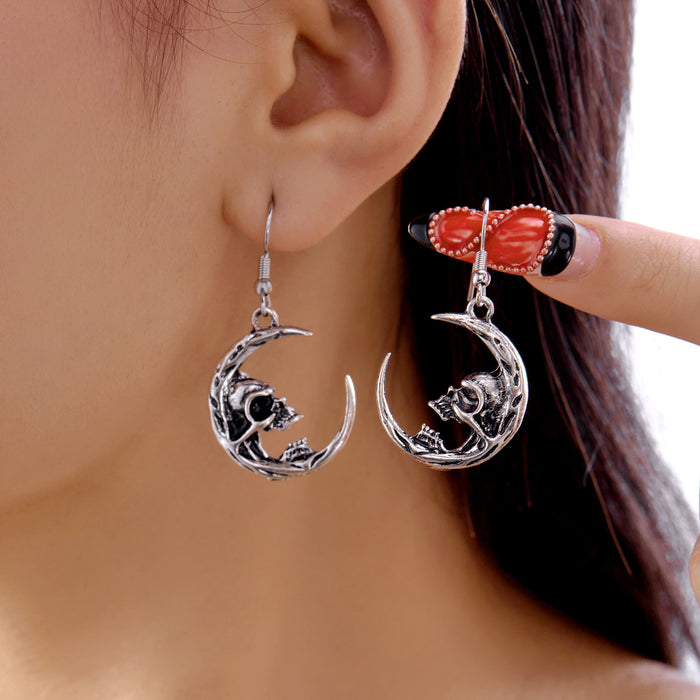 Wholesale  series earrings exaggerated dark style design skull skeleton party earrings