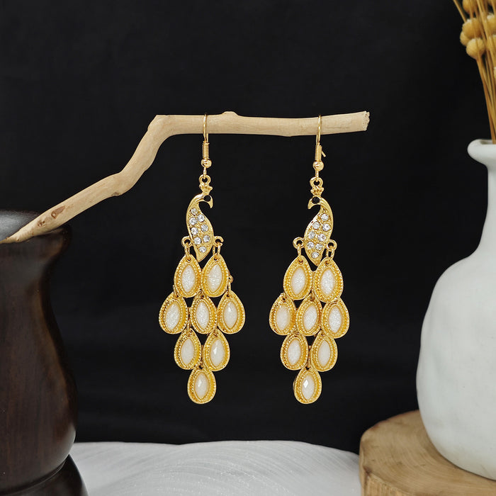 Wholesale Cloisonne Peacock earrings  silver minority totem Phoenix bell earrings