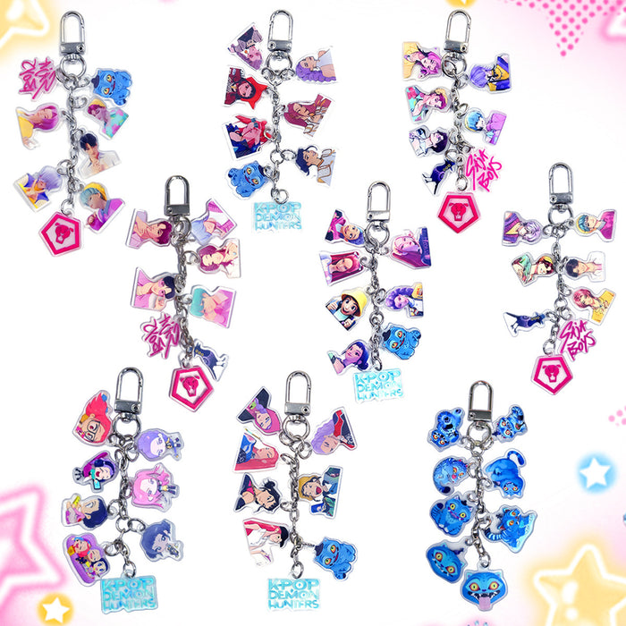 Wholesale Long string of cute K-pop cartoon character acrylic keychains