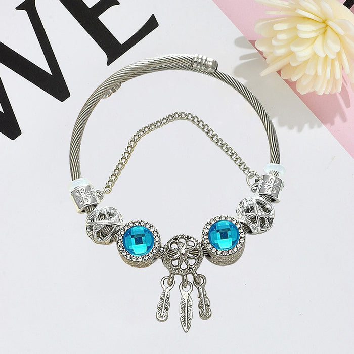 Wholesale Dreamcatcher Beaded Bracelet for Women Black Alloy Electroplated Fashion Jewelry Accessory Gift