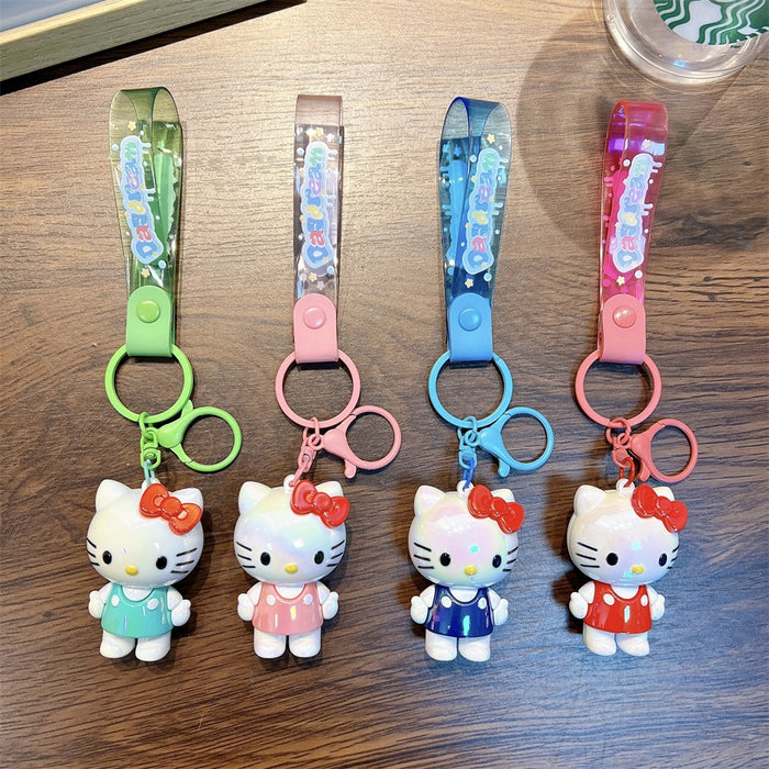 Wholesale Cartoon plating cat key chain soft plastic bag pendant