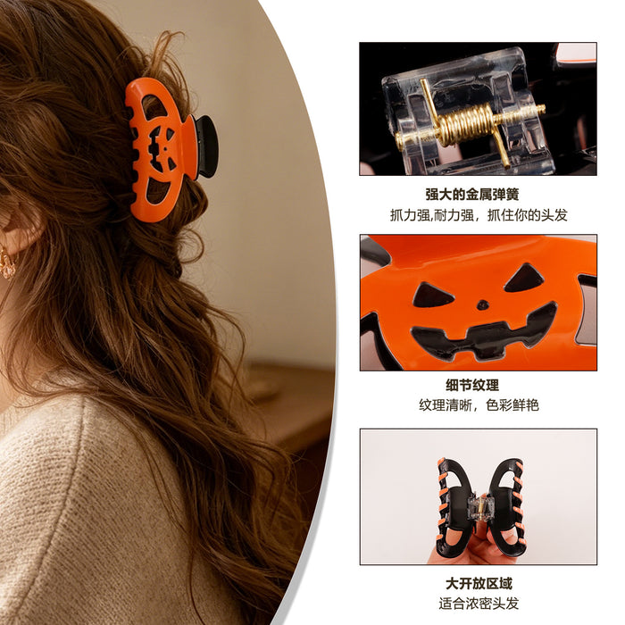 Wholesale Pumpkin Skull Hair Claw Clip PVC Black Orange Shark Clip Women S Fashion Hair Accessory