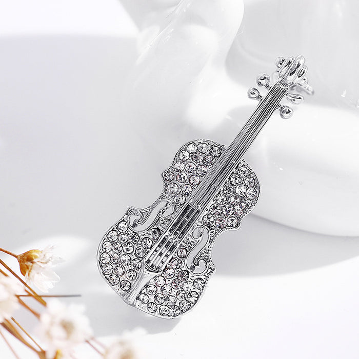 Wholesale Violin Brooch Rhinestone Brooch,  Elegant Oil-Dropping Corsage