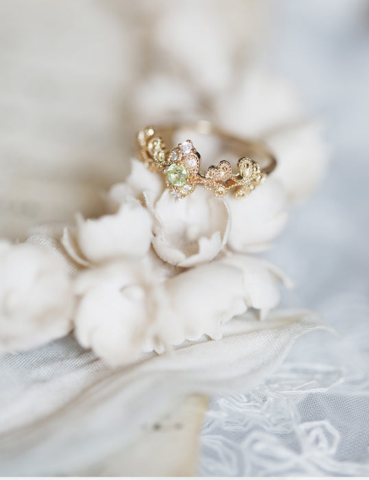 Wholesale Light luxury natural olivine versatile open ring