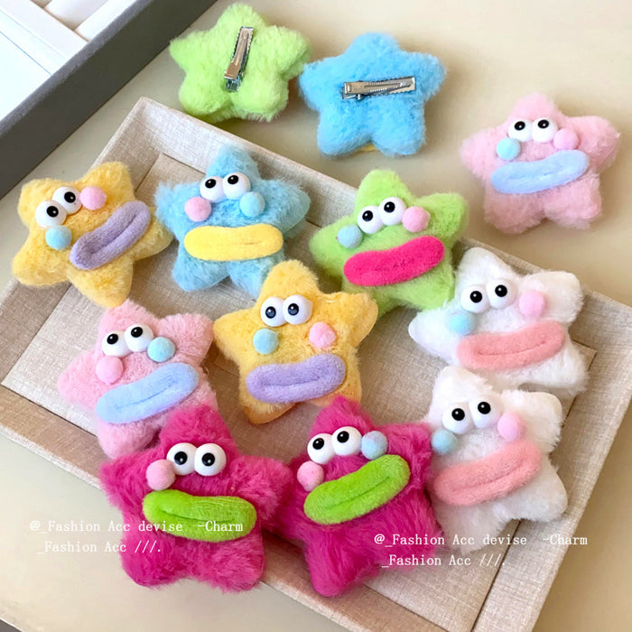 Wholesale  Cartoon Star Smiley Plush Hairpin Side Duckbill Clip All-match New Hairpin Hair Accessories