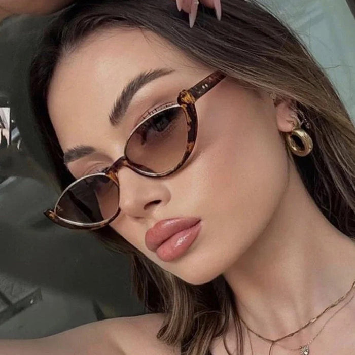 Wholesale Cat eye niche half frame sunglasses retro glasses fashion trend sunglasses