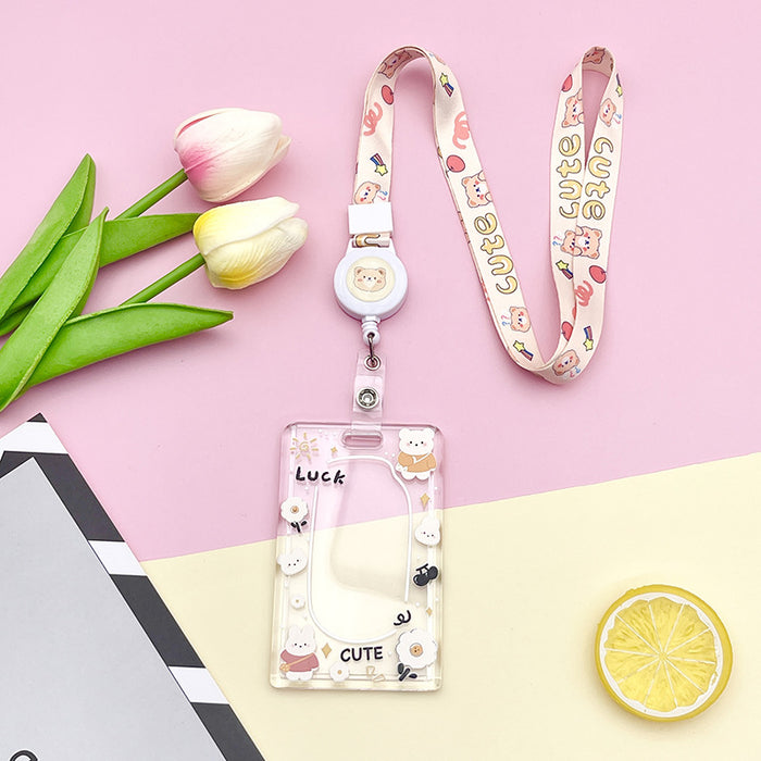 Wholesale Acrylic Cute Cartoon Simple Transparent Card Set Keychain JDC-KC-BoWen004