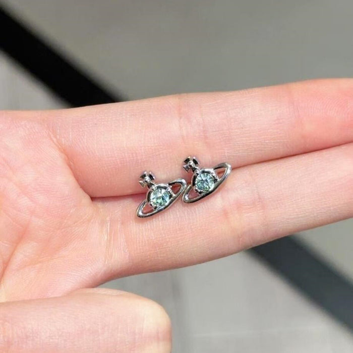 Wholesale Mint Green Zircon Mini Stud Earrings