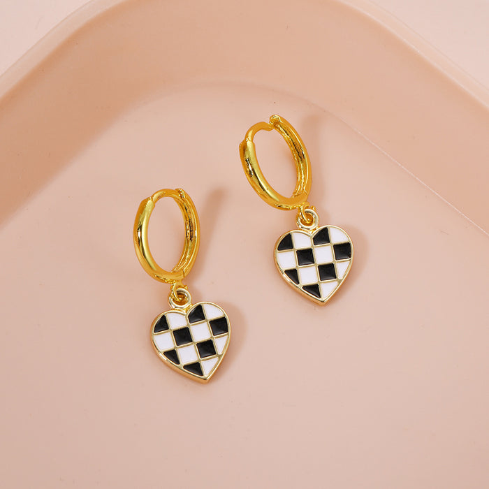 Wholesale   box pattern earrings personalized Joker geometric drop oil earrings spot