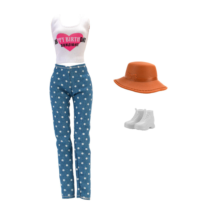 Wholesale 11 inch doll fashion travel variety of striped shirt jeans