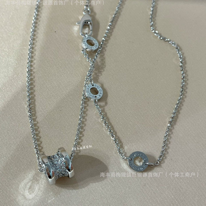 Wholesale Cnc High Version Large Waist Necklace Women's All-match18k Rose Gold Plated Full Diamond Small Waist Clavicle Chain