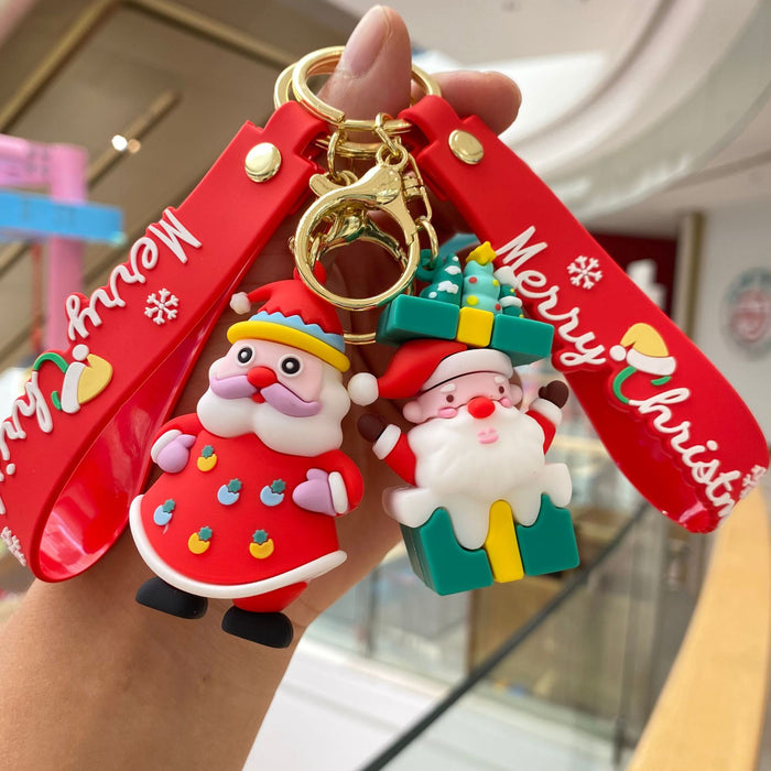 Wholesale Cartoon Snowman Christmas Key Silicone Keychains JDC-KC-PengYu007