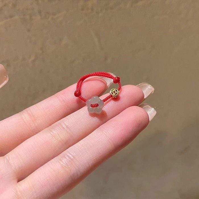 Wholesale Simple and versatile flower coin woven ring, niche design, unique adjustable ring