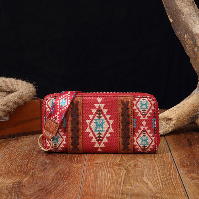 Wholesale Aztec Cotton Linen Printed Bohemian Wallet JDC-WT-MingG001