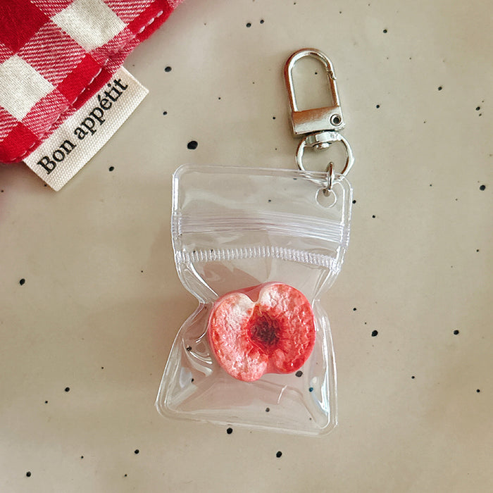 Wholesale Resin Fruit Keychain Set Half Cut Cantaloupe Loquat Lychee Bag Charm Phone Pendant Boutique Resale