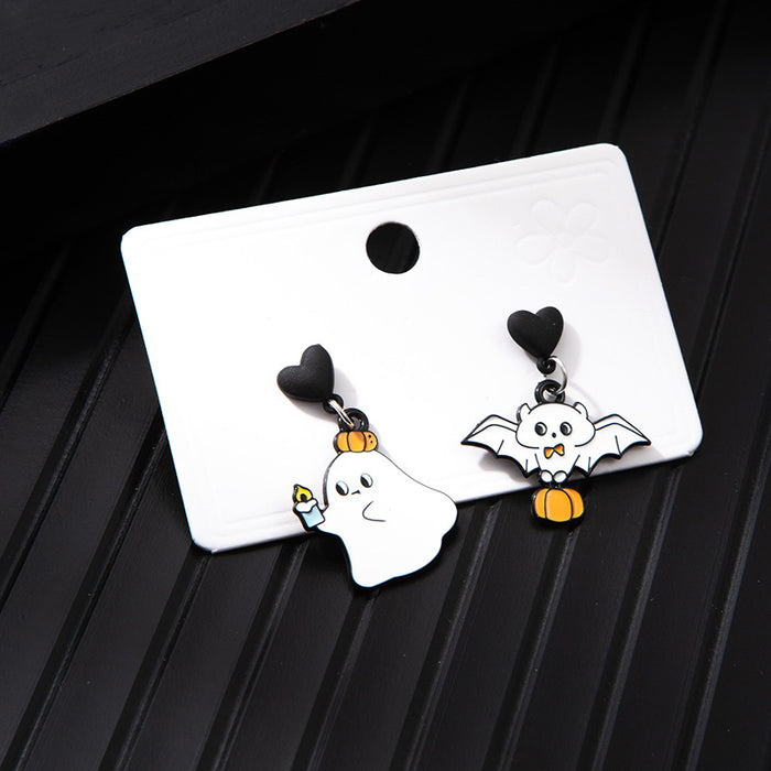 Wholesale  series alloy oil drop asymmetrical earrings cartoon anime funny ghost pumpkin earrings