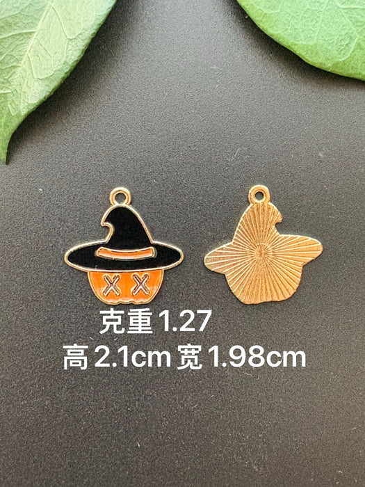 Wholesale  Pumpkin Head DIY Jewelry Accessories Yellow Zinc Alloy Charms For Necklace Bracelet Earrings Keychain Party Gift