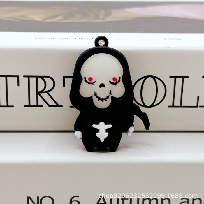 Wholesale Halloween Pumpkin Ghost Keychain Charm Soft Glue Bag Charm Gift MOQ≥2