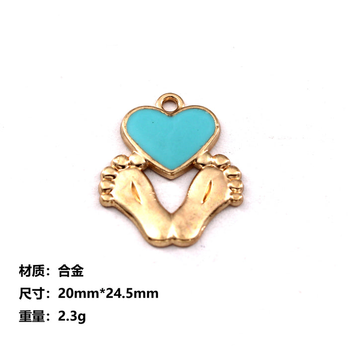 Wholesale 10pcs baby clothes baby bottle feet basketball alloy oil earrings pendant key chain pendant jewelry accessories