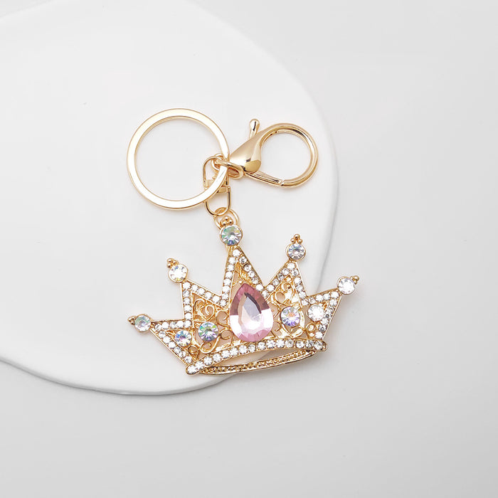 Wholesale Zinc Alloy Crystal Crown Keychain Stylish Car Key Accessory MOQ≥2
