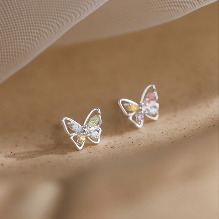 Wholesale Pure silver butterfly earrings, small and sweet in temperament