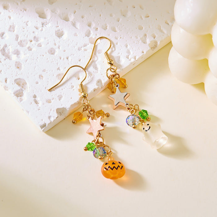 Wholesale Asymmetric Long Earrings Stars Moon Ghost Pumpkin Alloy